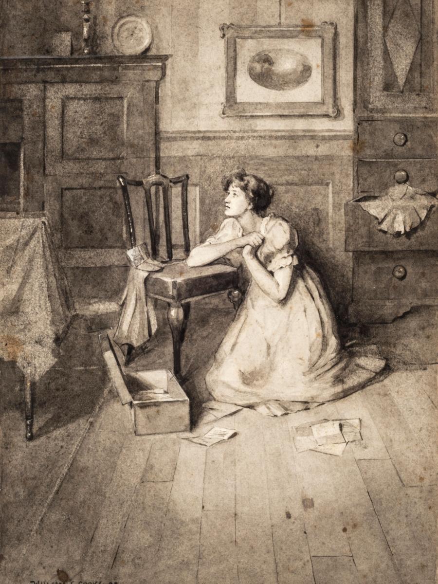 Alone (Marianne Dashwood), William Cubitt Cooke, Wash Drawing, 1892, © The Holburne Museum
