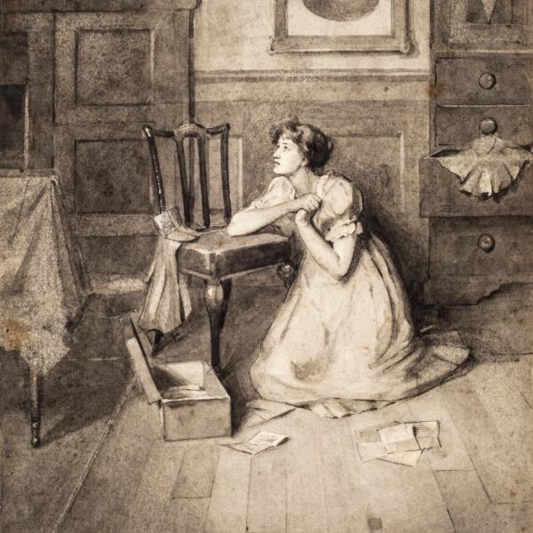 Alone (Marianne Dashwood), William Cubitt Cooke, Wash Drawing, 1892, © The Holburne Museum