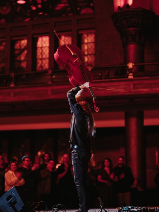 RWB live standing cello over head