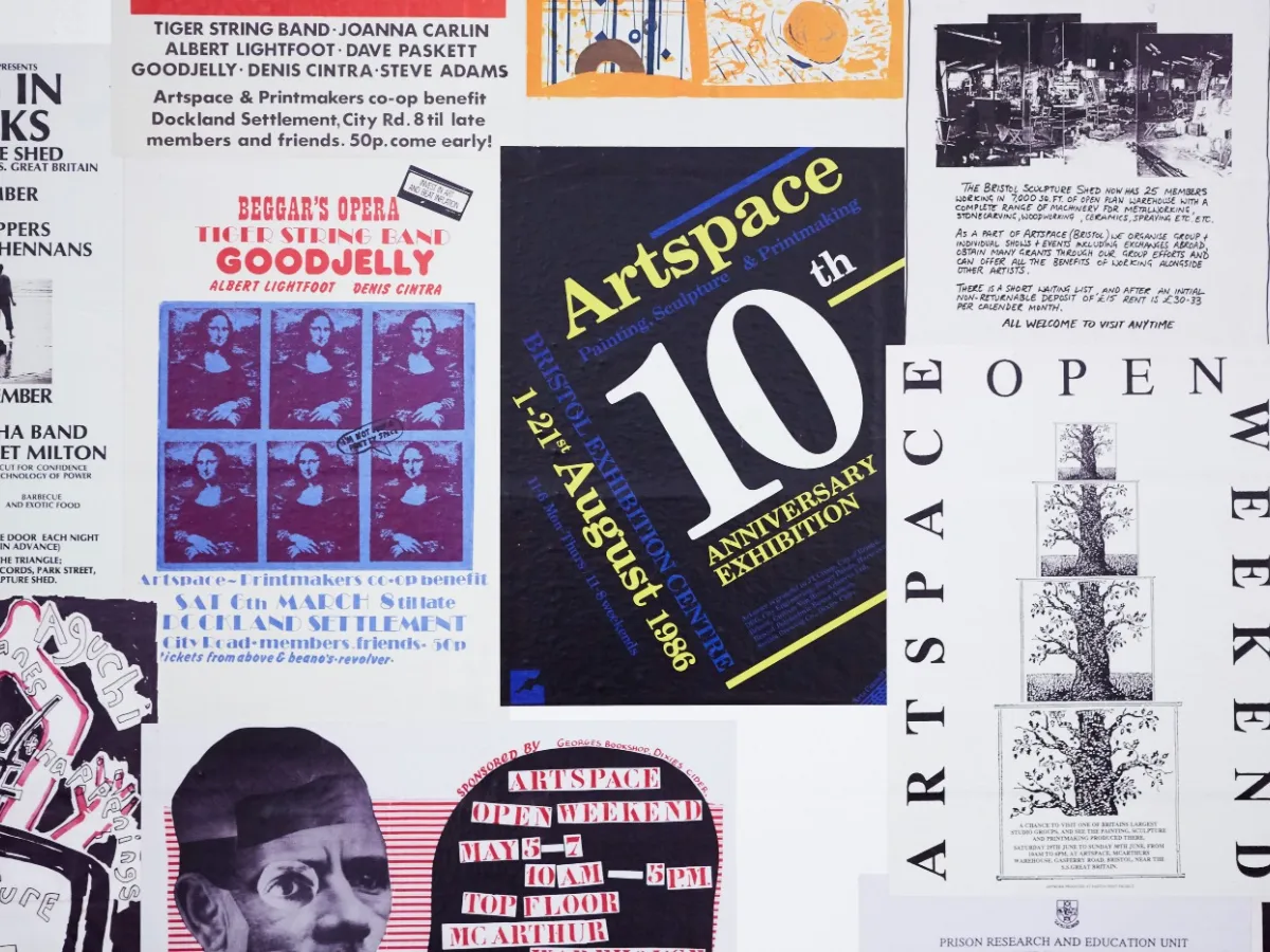 A collection of archival Bristol Artspace posters. Photo by Max McClure_2