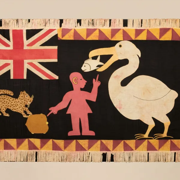 Asafo flag, Ghana, early 20th century (Pelican) (c) Karun Thakar Collection, photo by Desmond Brambley (1)cp